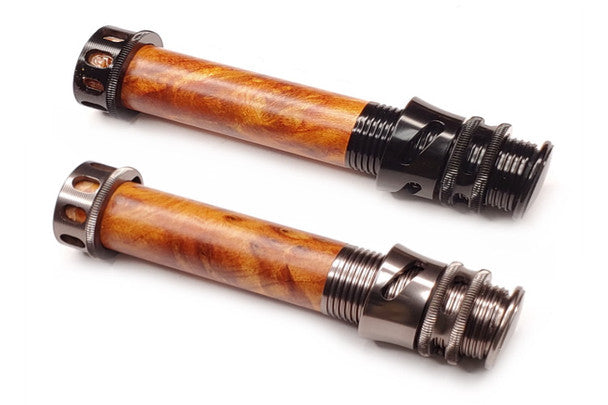 Base Rod building packages include a wood reel seat while premium rod building packages include a burl reel seat at Ascent Fly Fishing