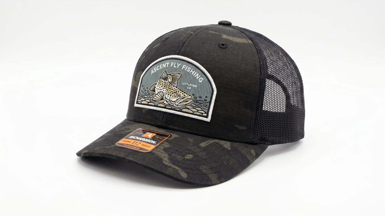 Ascent Fly Fishing Black Multicam Trucker Hat