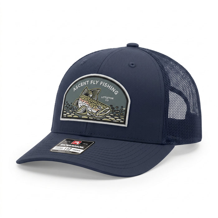 Ascent Fly Fishing Navy Blue Pebble Trout Trucker Hat