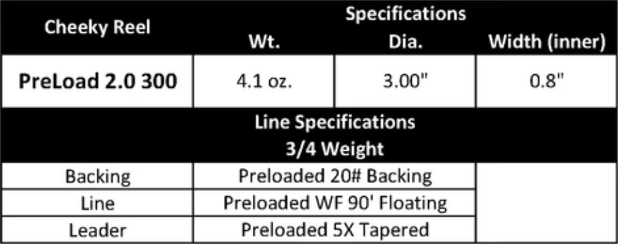 Cheeky Preload 2.0 Fly Reel  - 300