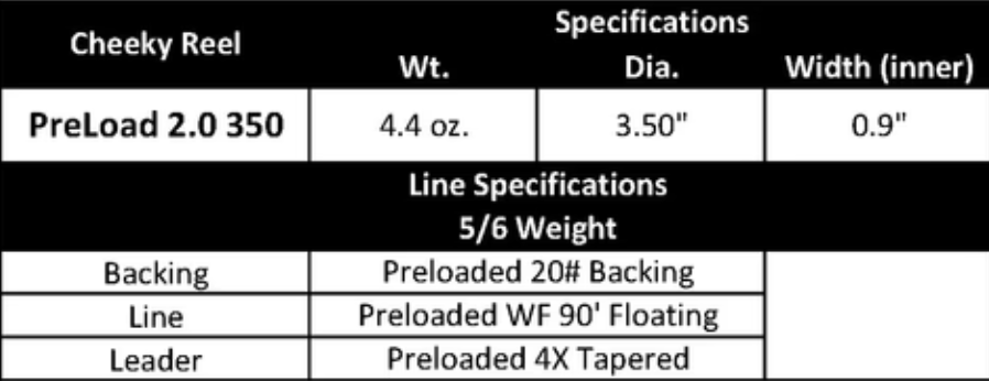 Cheeky Preload 2.0 Fly Reel - 350