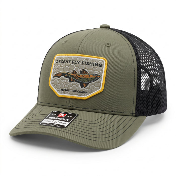 Ascent Fly Fishing Olive & Black Mesh Trucker Hat