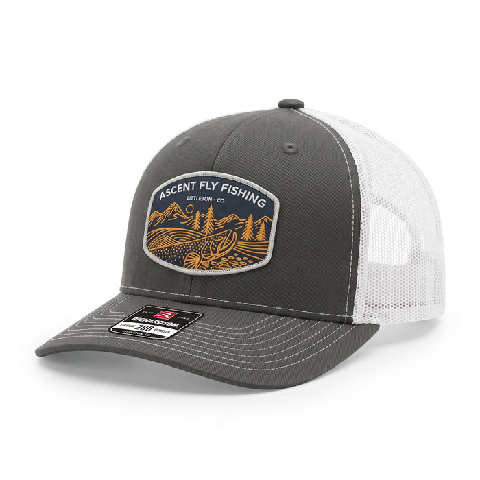 Ascent Fly Fishing Mountain & Stream Trucker Hat – Charcoal/White