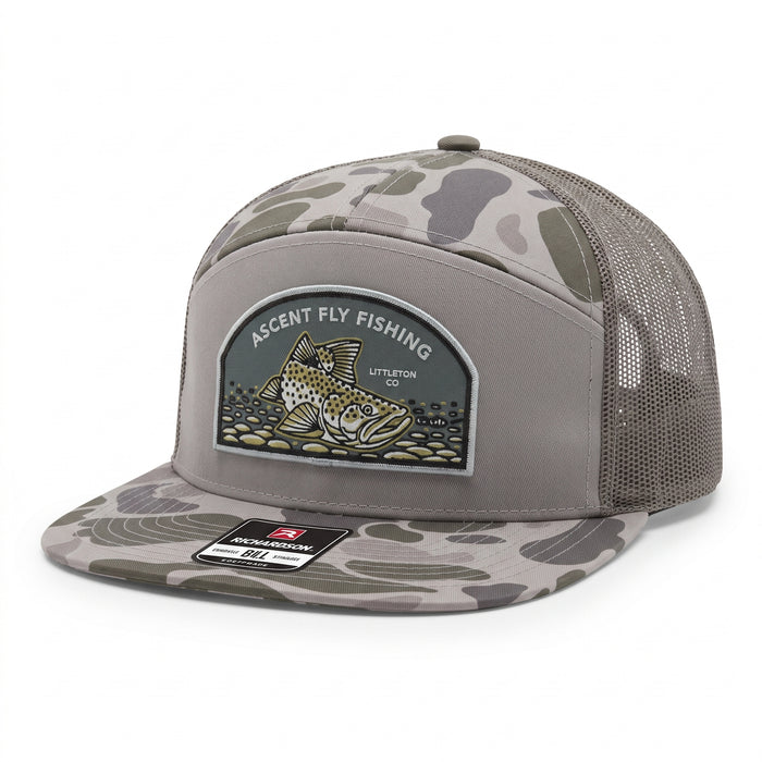 Ascent Fly Fishing Vintage Camo 7-Panel Trucker Hat